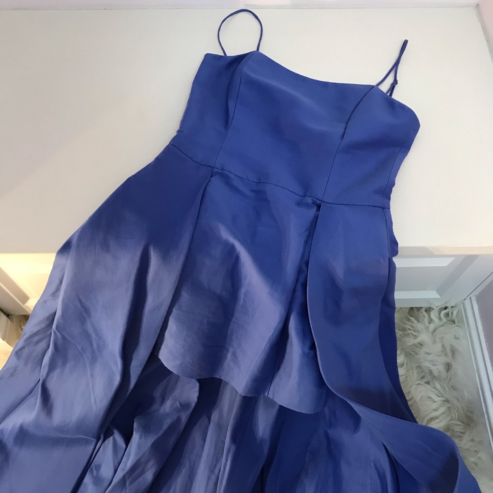 HALSTON HERITAGE FAILLE SLEEVELESS HIGH-LOW DRESS - Picture 3 of 5